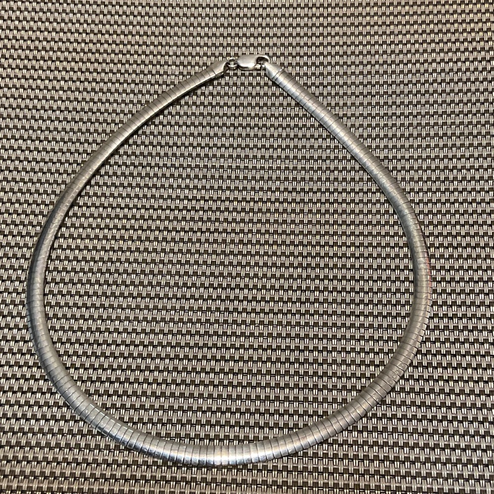 Polished Silver Herringbone Necklace - made in Italy